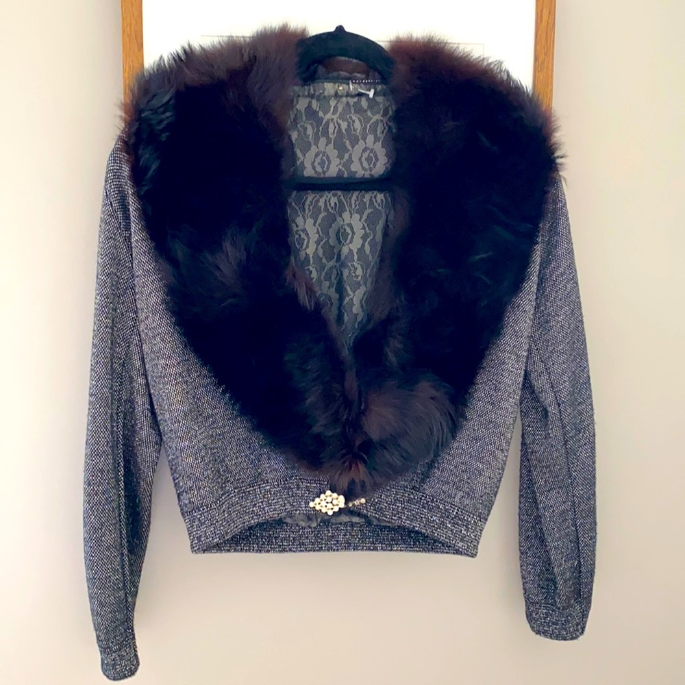 Genuine fur cardigan